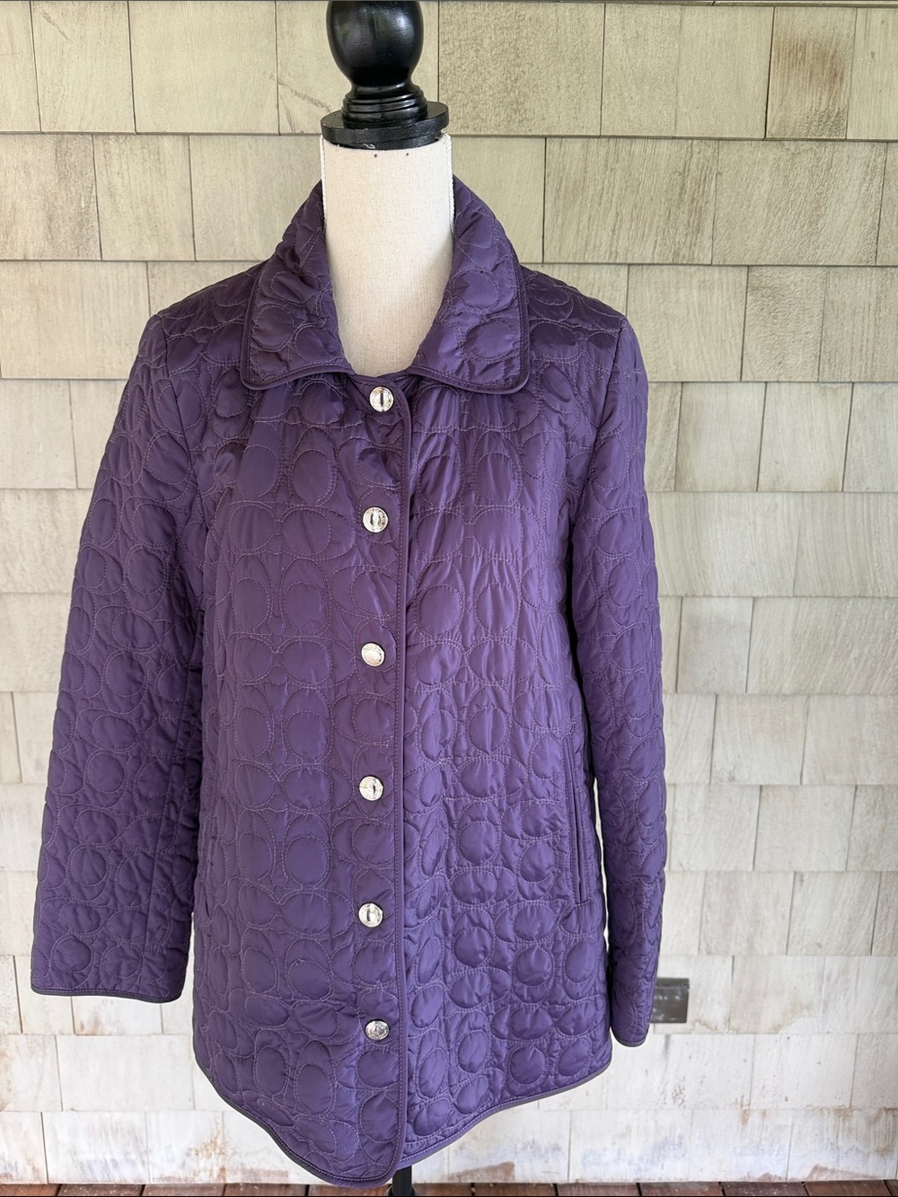 Coach Purple Signature C Quilted Jacket